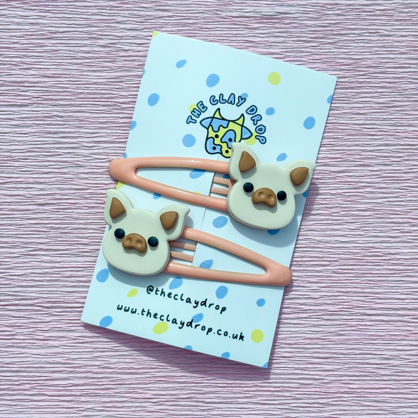 Coral & Cream Pig Hair Clips