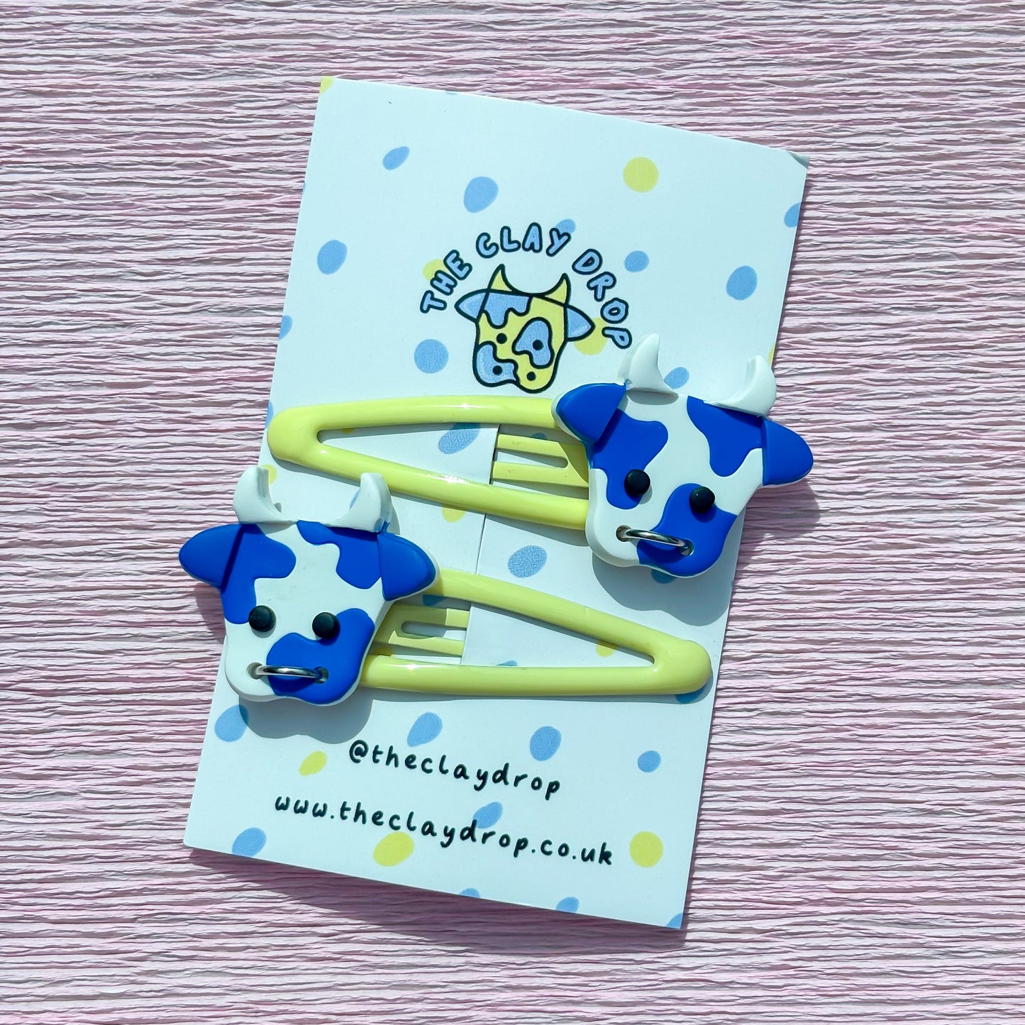Yellow & Cobalt Cow Hair Clips