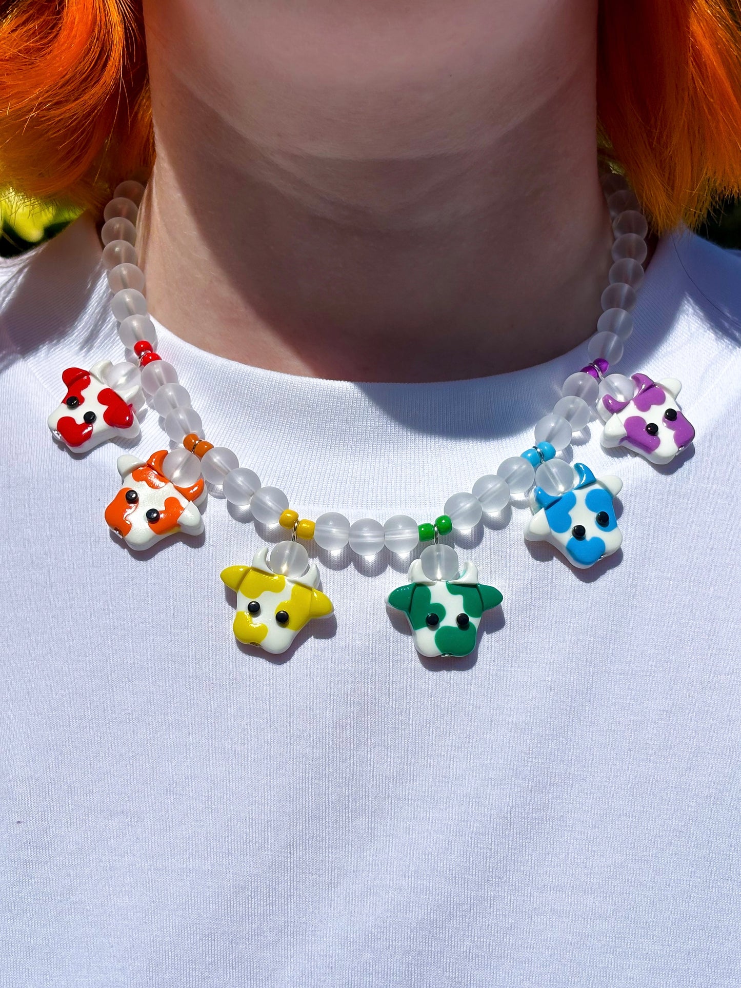 Rainbow Cows Necklace