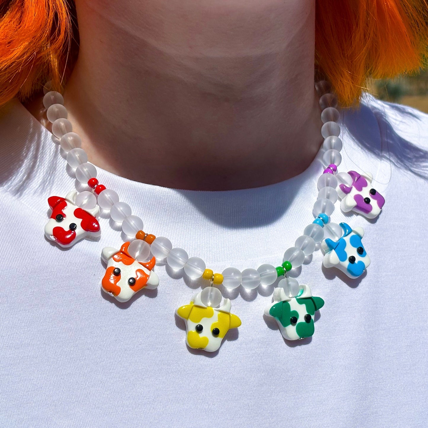 Rainbow Cows Necklace