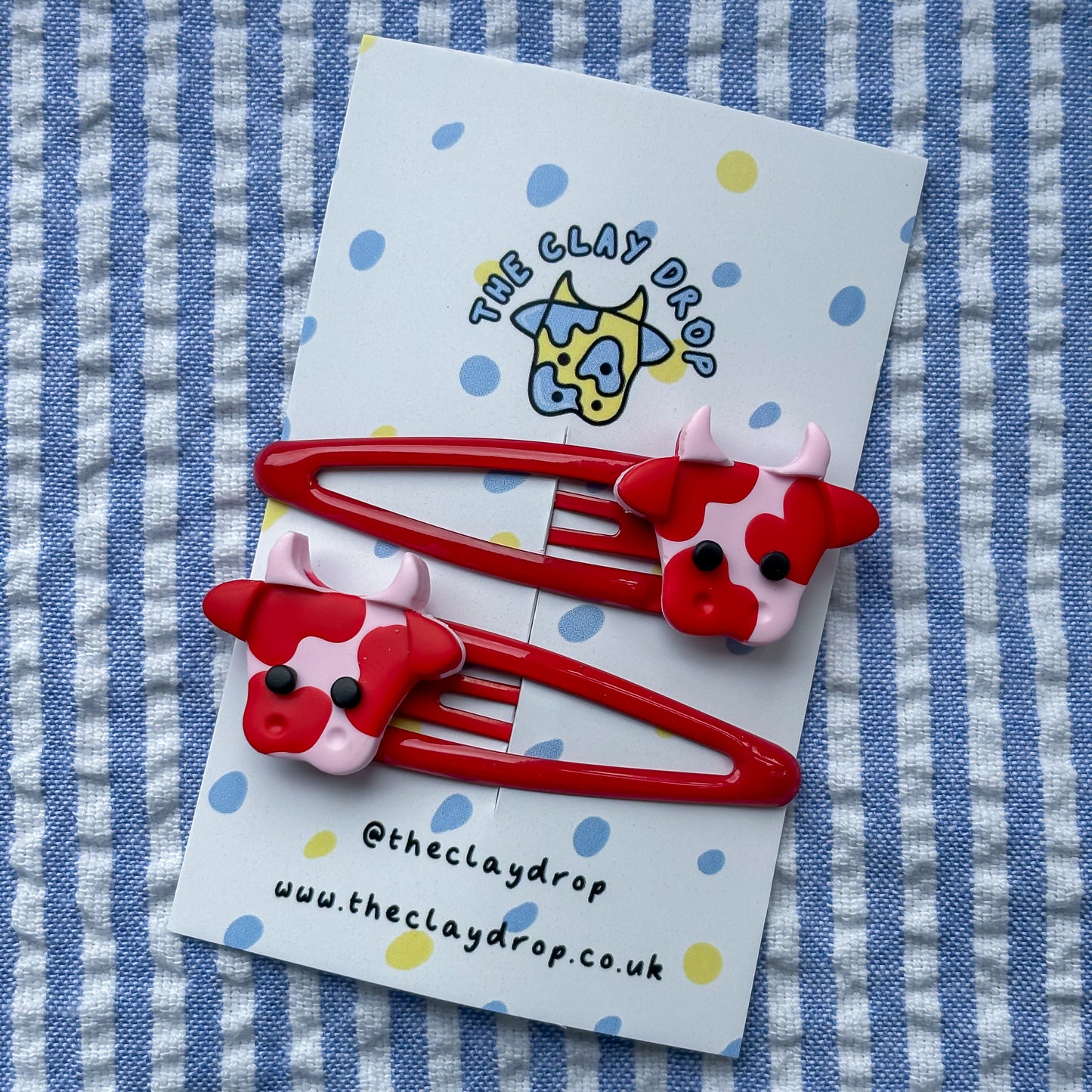 Pink & Red Mini Cow Hair Clips