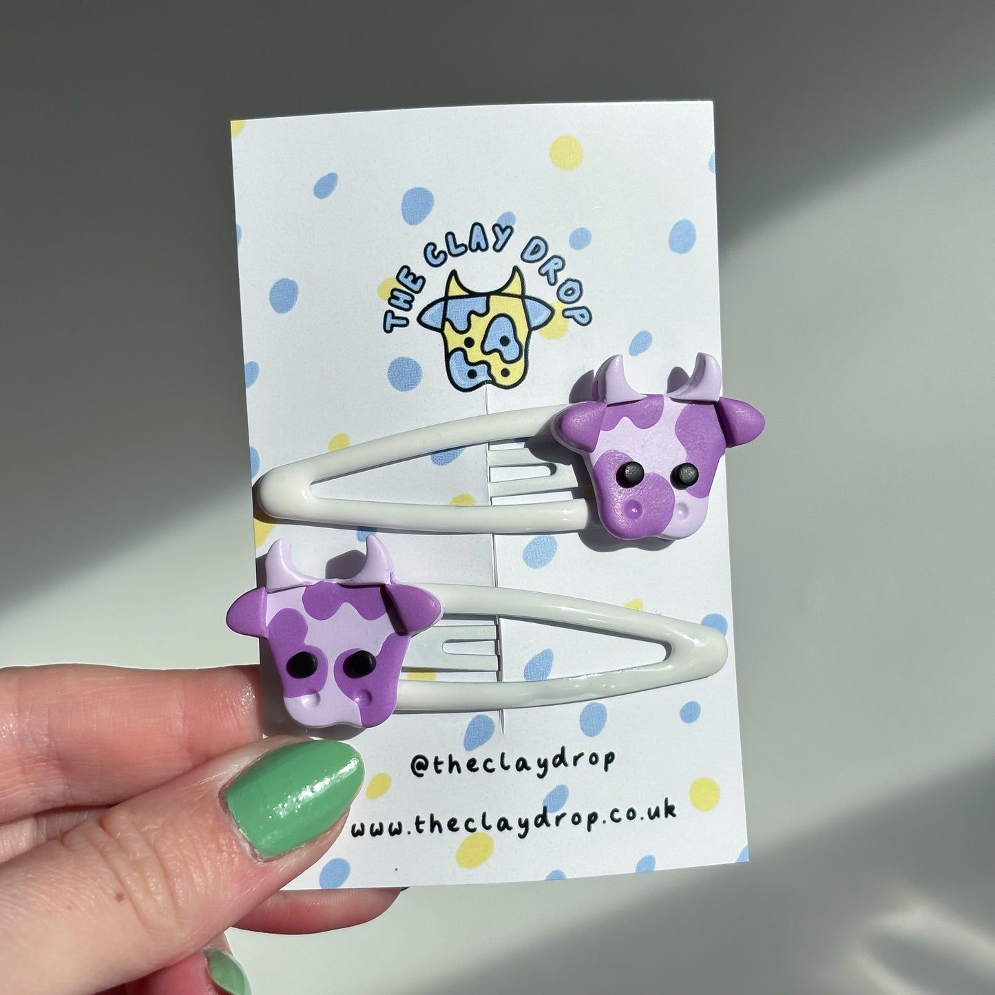Purple & White Mini Cow Hair Clips