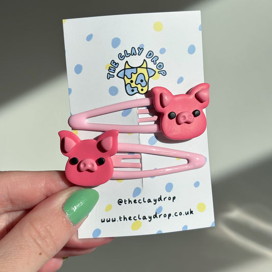 Baby Pink & Raspberry Pig Hair Clips