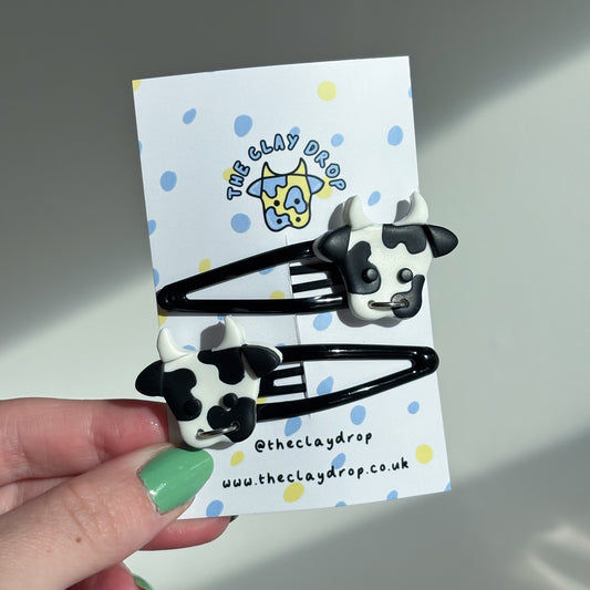Black & White Cow Hair Clips