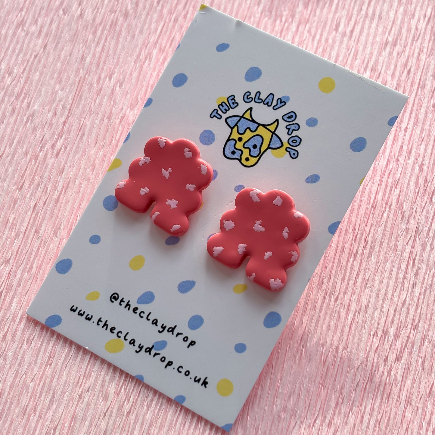 Mini Puffy Arch Studs - Coral & Rose Pink