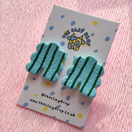 Regular Puffy Arch Studs - Sky Blue & Green