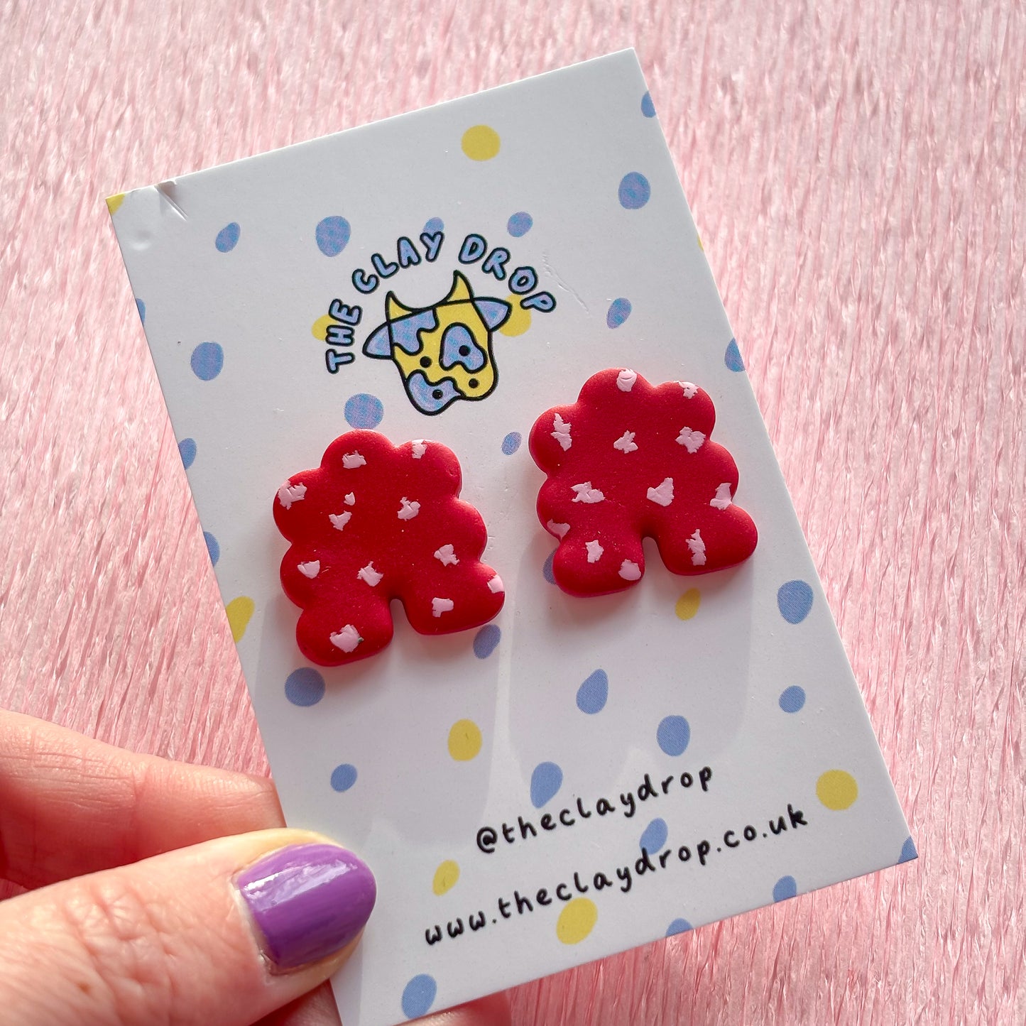 Mini Puffy Arch Studs - Cherry Red & Pink