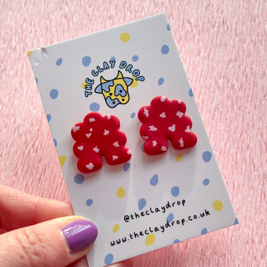 Mini Puffy Arch Studs - Cherry Red & Pink