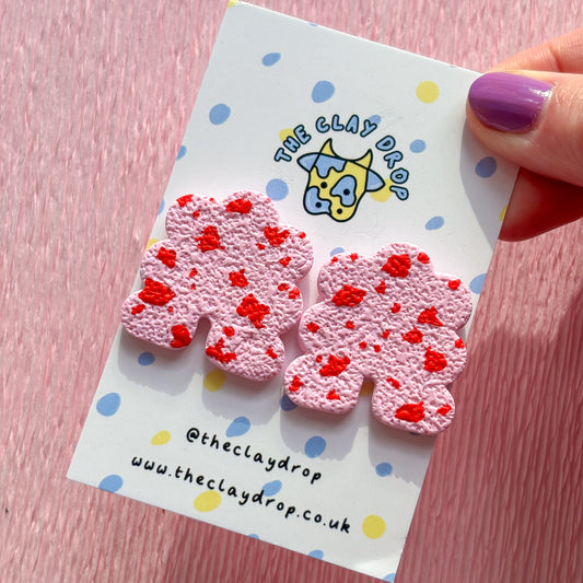 Regular Puffy Arch Studs - Pink & Red