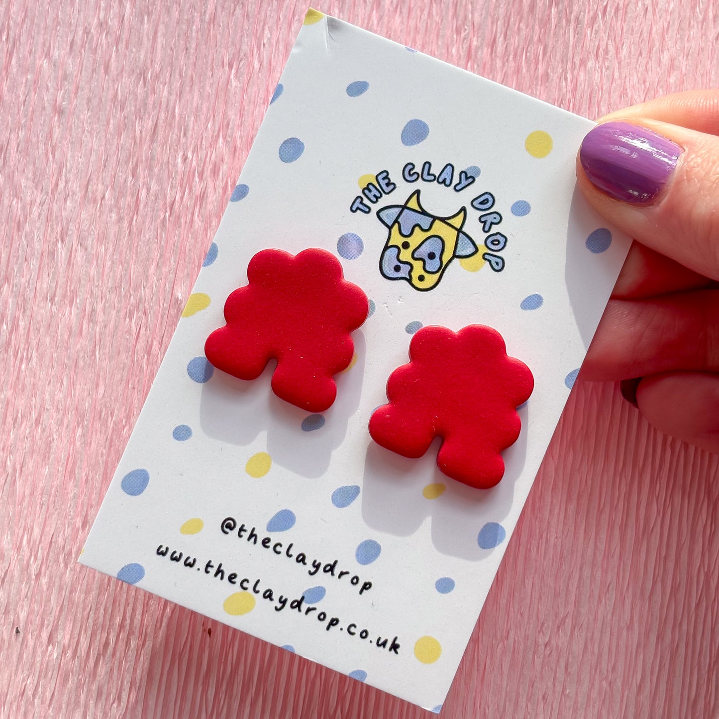 Mini Puffy Arch Studs - Cherry Red