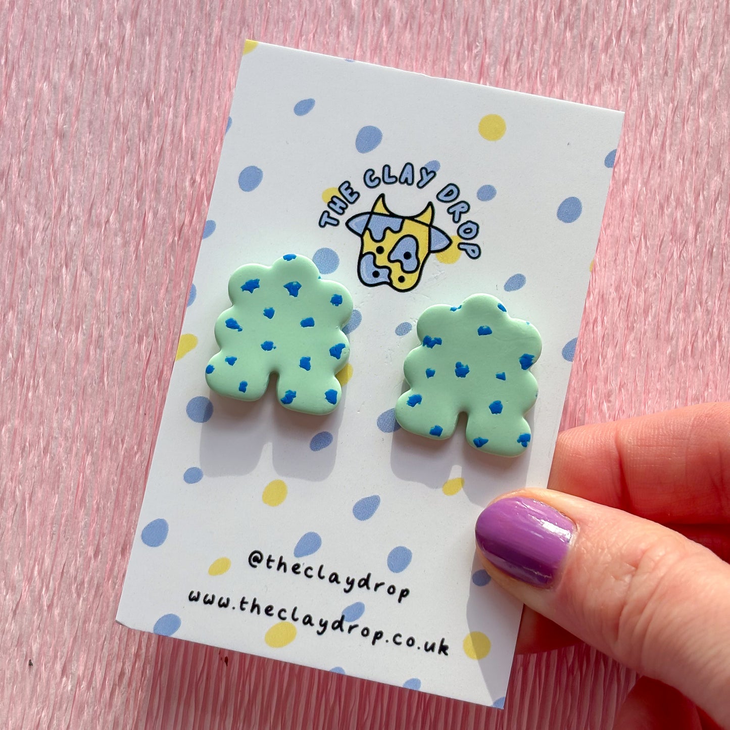 Mini Puffy Arch Studs - Mint & Royal Blue