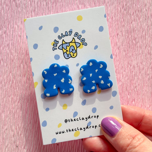 Mini Puffy Arch Studs - Cobalt & White