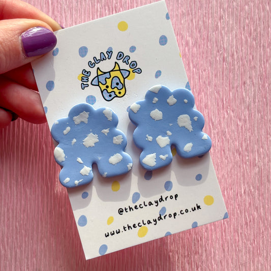 Regular Puffy Arch Studs - Cornflower Blue & White