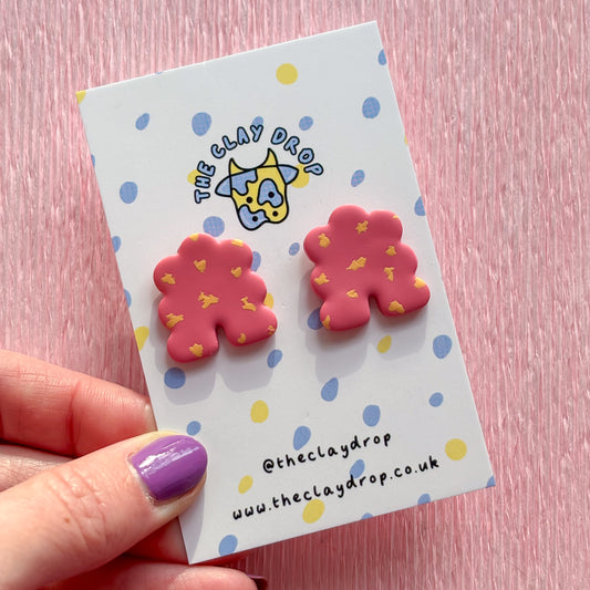 Mini Puffy Arch Studs - Punch Pink & Apricot