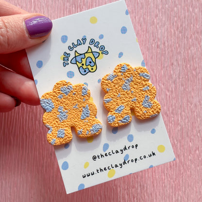 Regular Puffy Arch Studs - Orange & Cornflower Blue