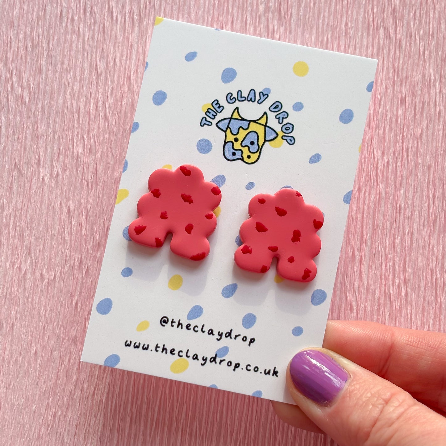 Mini Puffy Arch Studs - Berry & Red