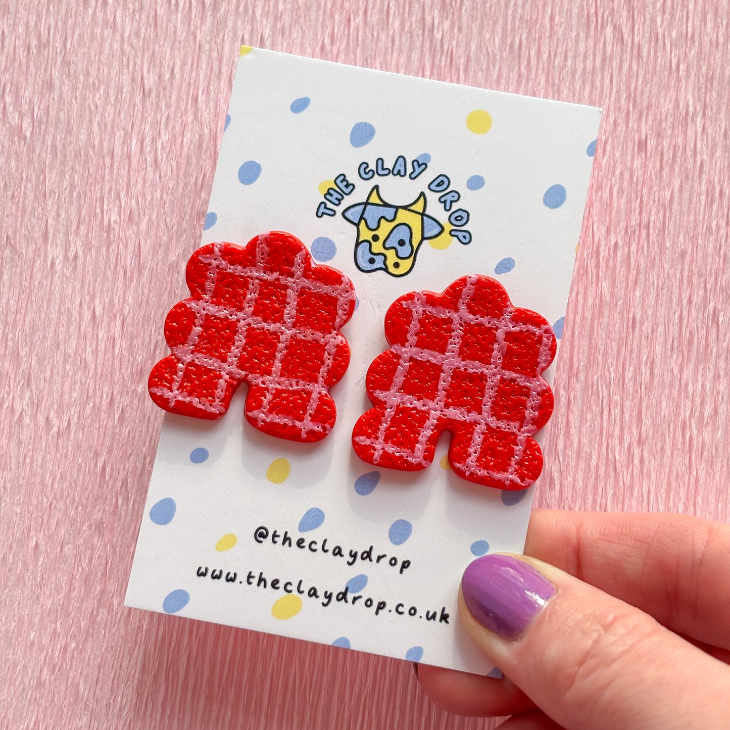 Regular Puffy Arch Studs - Red & Pink