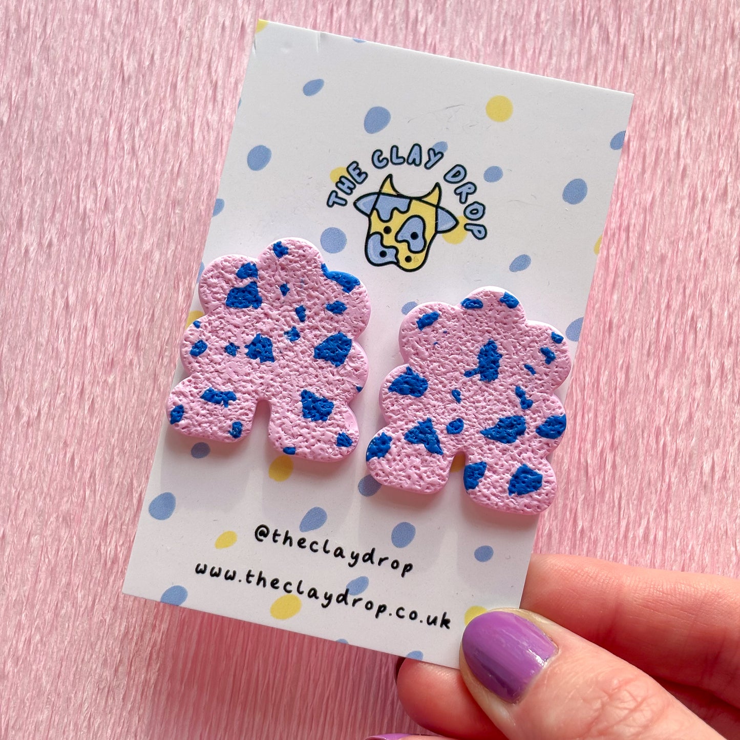 Regular Puffy Arch Studs - Baby Pink & Cobalt