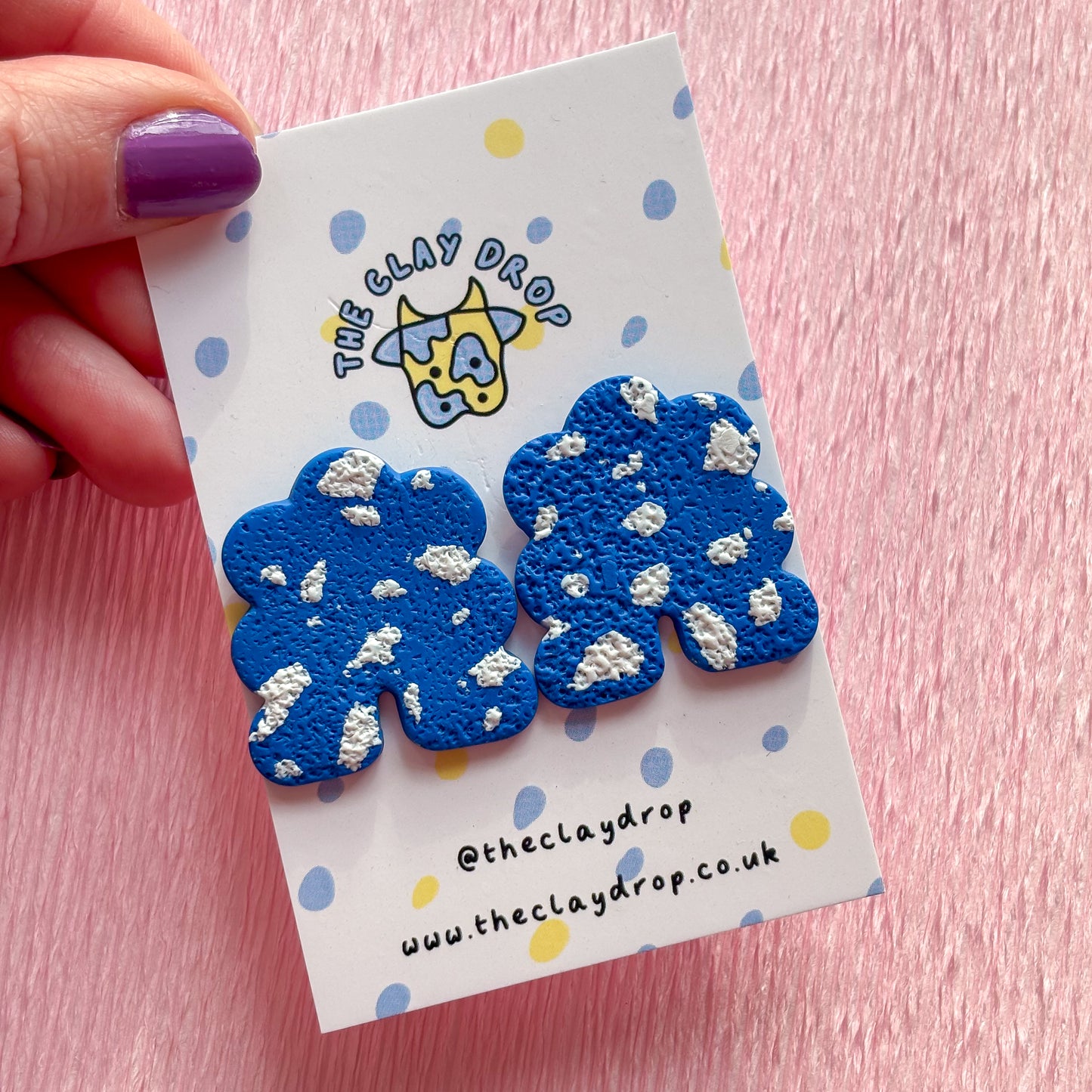 Regular Puffy Arch Studs - Cobalt & White