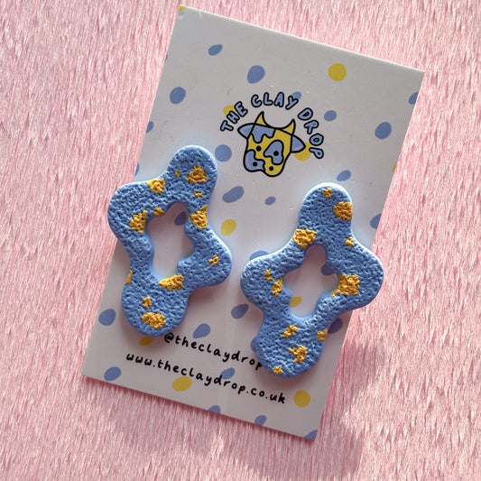 Wiggly Window Studs - Cornflower Blue & Orange