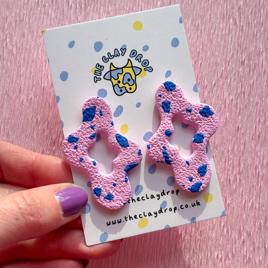 Wiggly Window Studs - Pink & Cobalt