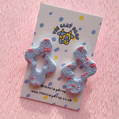 Wiggly Window Studs - Cornflower Blue & Pink