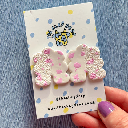 Regular Puffy Arch Studs - White & Pink