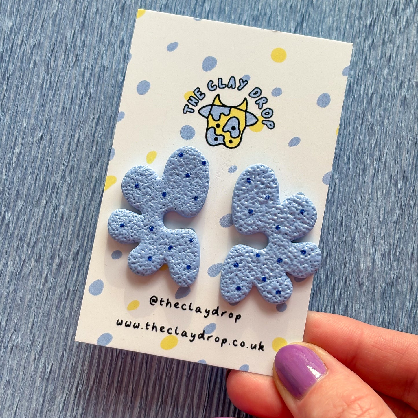 Half Organic Flower Studs - Denim Blue & Navy