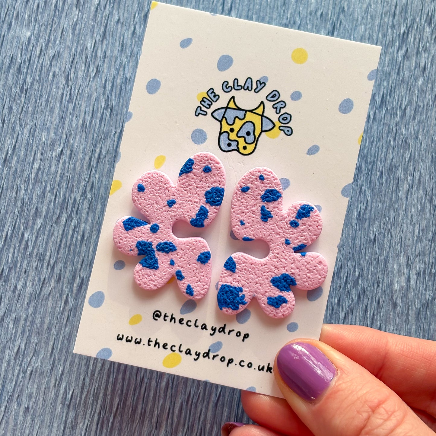 Half Organic Flower Studs - Pink & Ultramarine