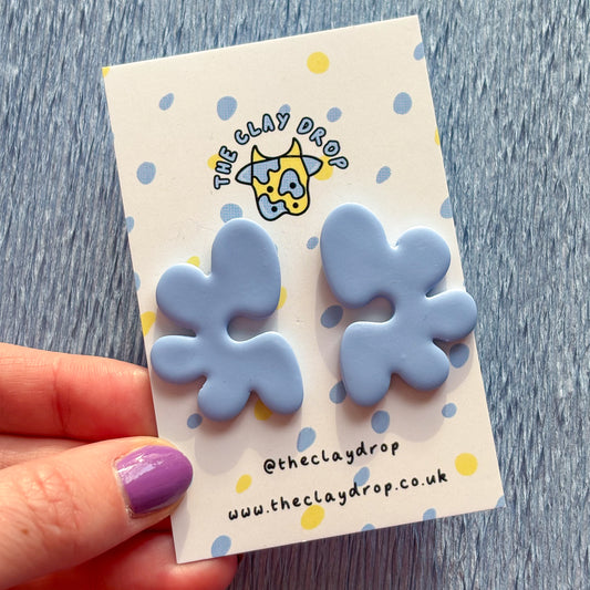 Half Organic Flower Studs - Powder Blue