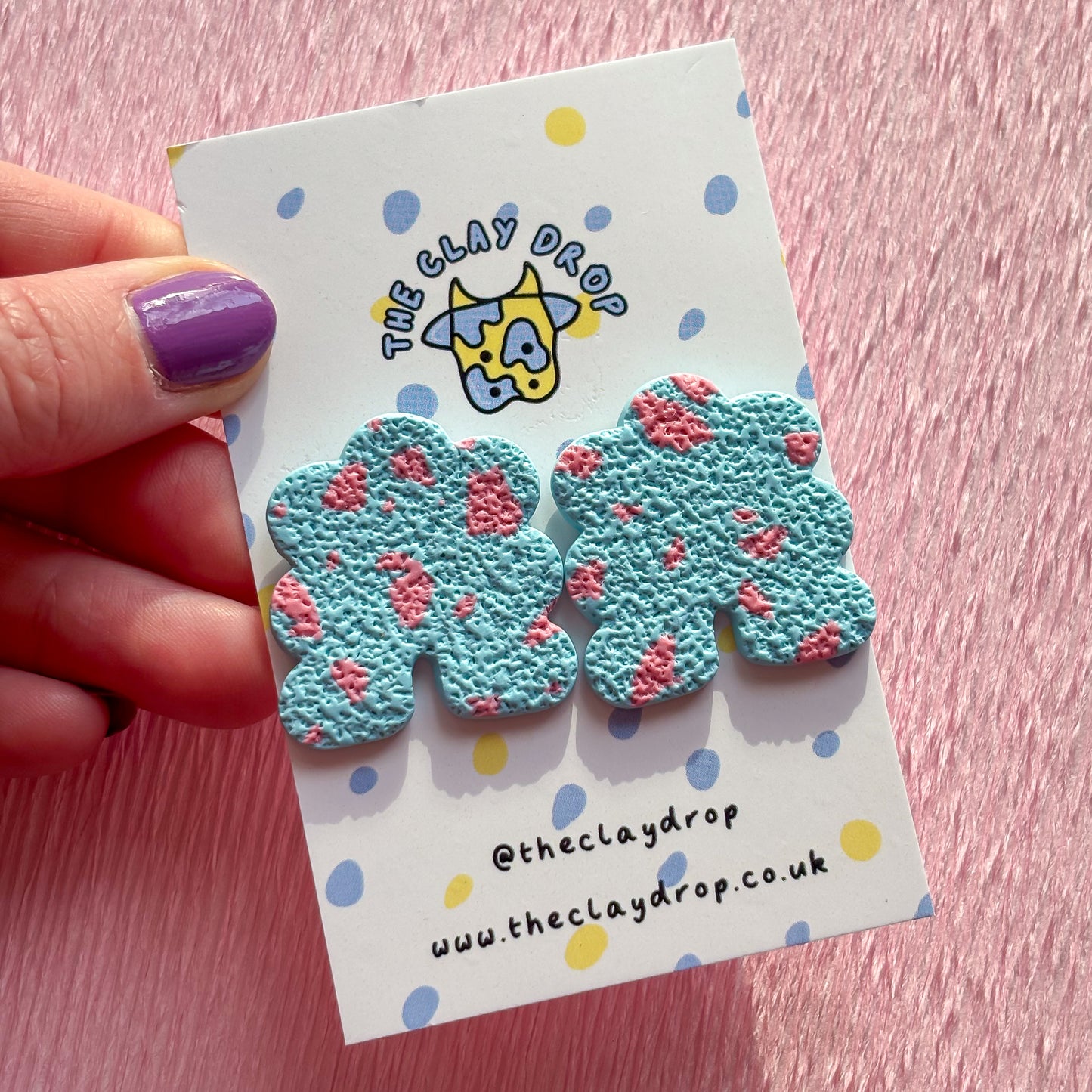 Regular Puffy Arch Studs - Sky Blue & Pink