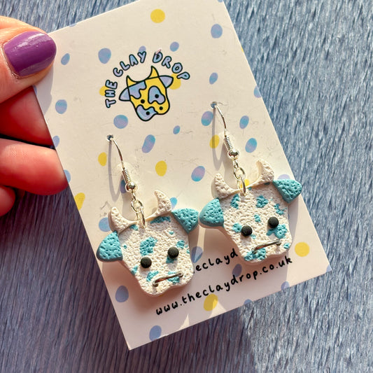 Textured Mini Cows - Robin Egg Blue & White