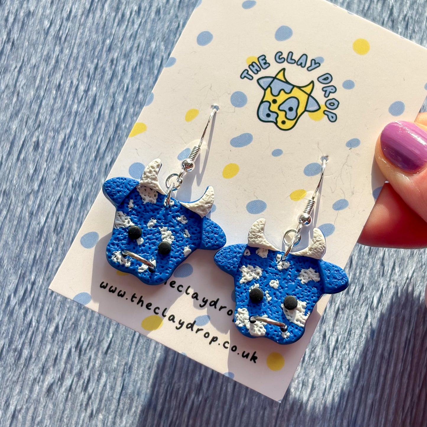 Textured Mini Cows - Cobalt & White