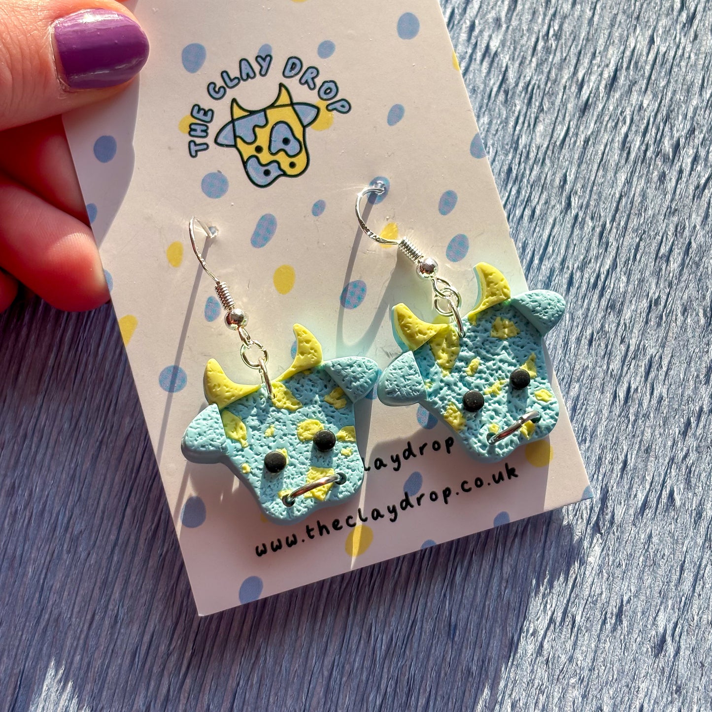 Textured Mini Cows - Robin Egg Blue & Yellow