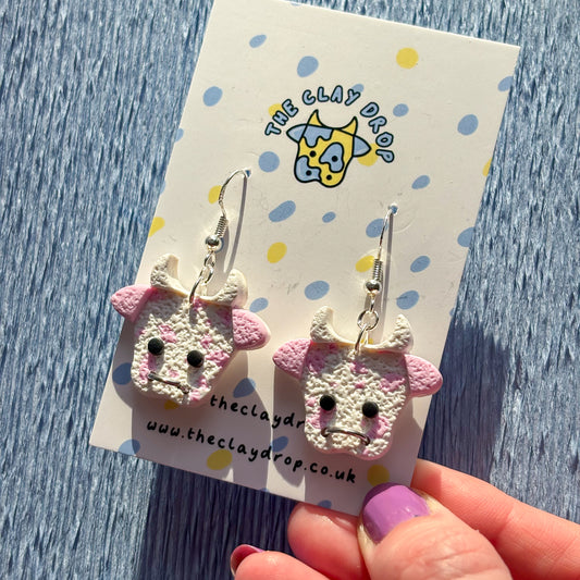 Textured Mini Cows - White & Pink