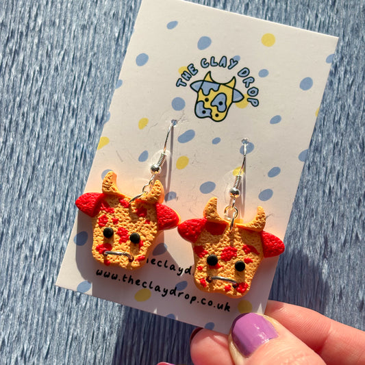 Textured Mini Cows - Marigold & Red