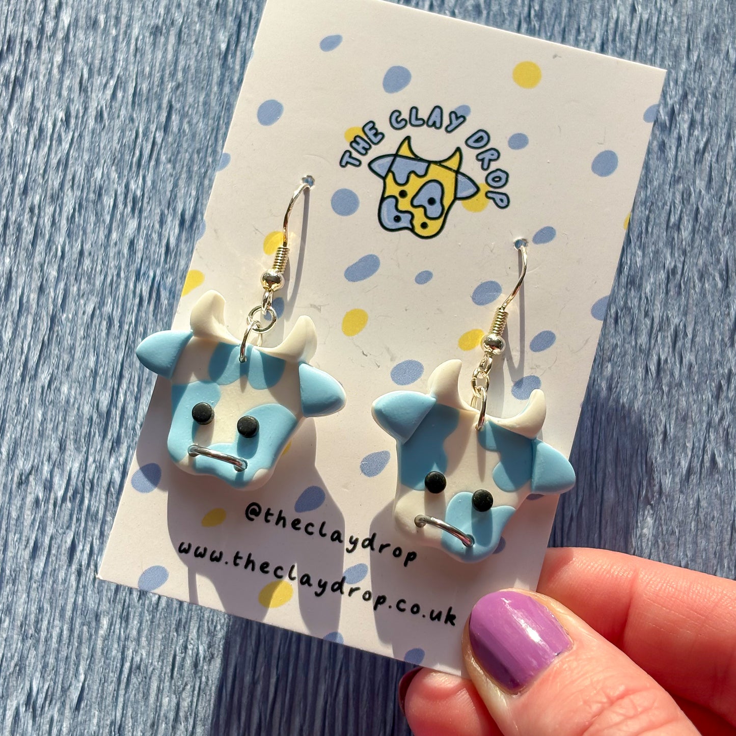 Mini Cows - White & Sky Blue