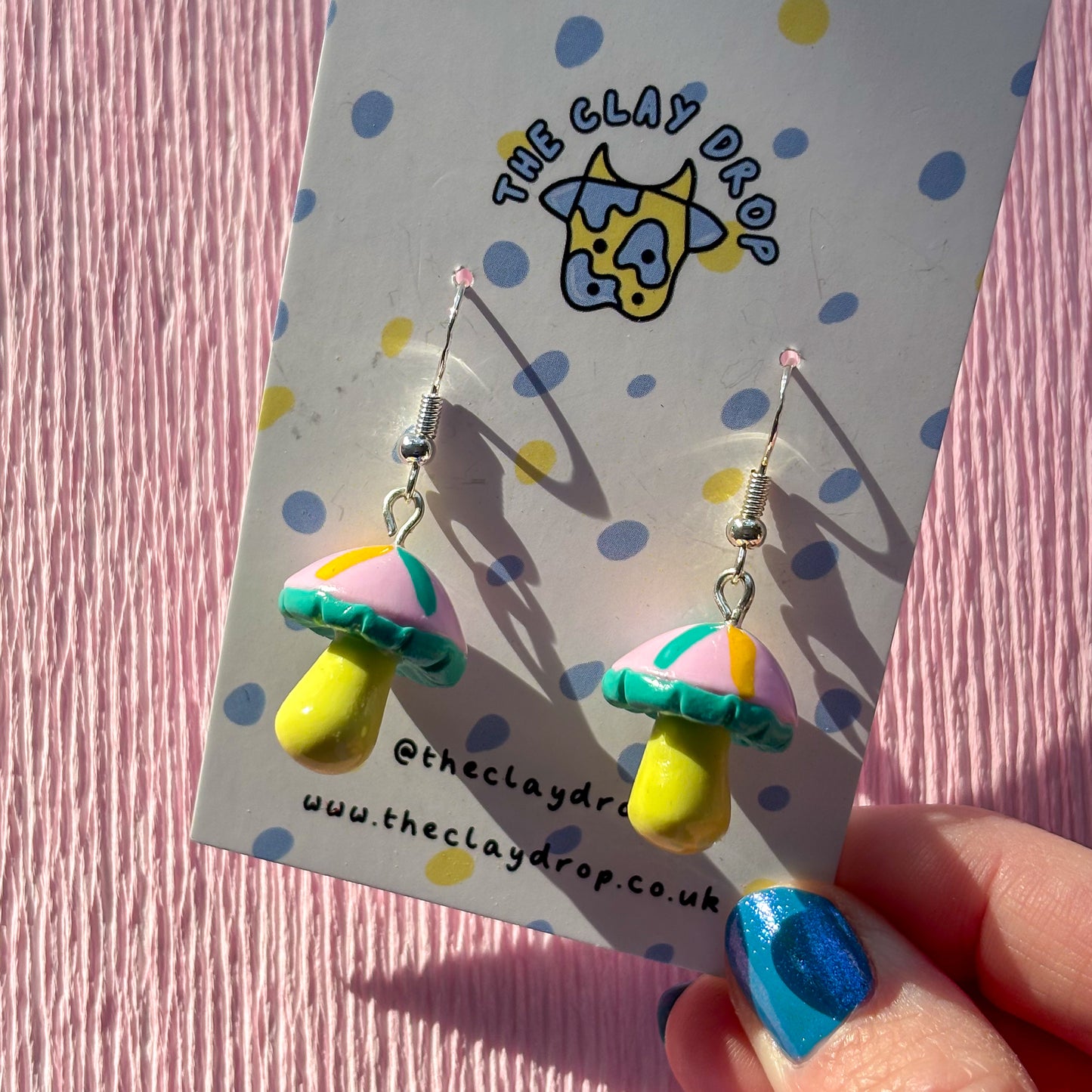 Mushrooms - Pink, Aquamarine & Yellow