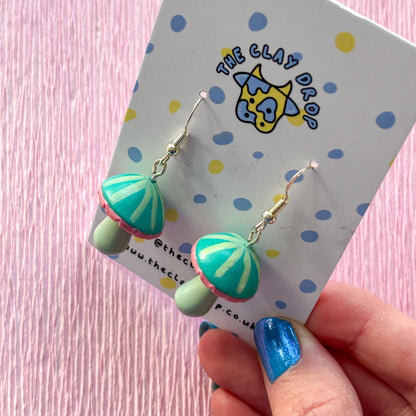 Mushrooms - Aquamarine, Coral & Sage