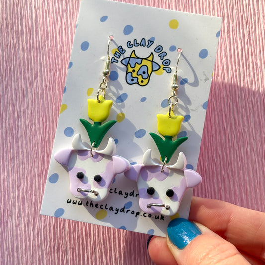 Mini Tulip Cows - Lilac, White & Yellow
