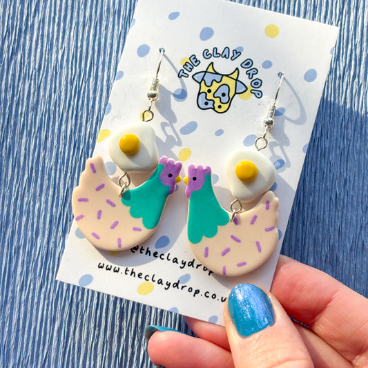 Fried Egg Chickens - Cream, Aqua & Violet