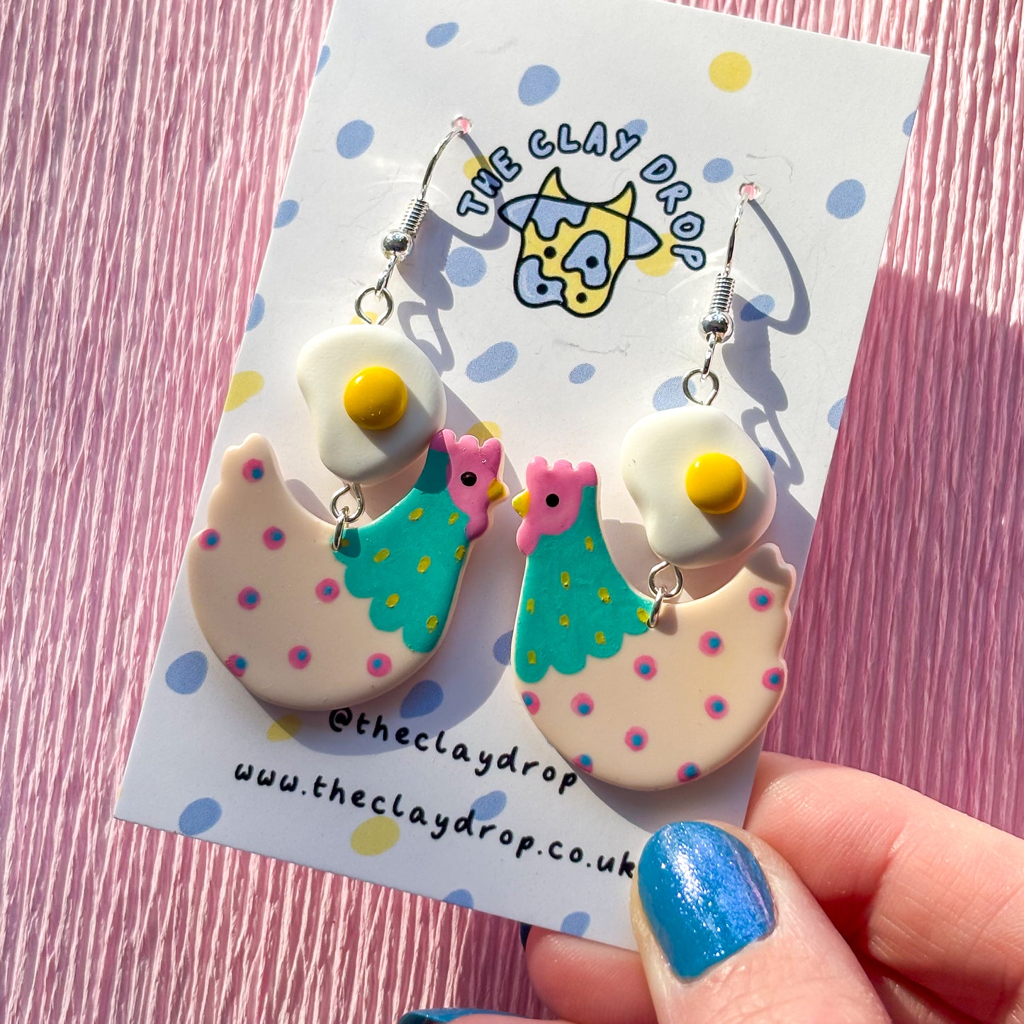 Fried Egg Chickens - Beige, Aqua & Pink