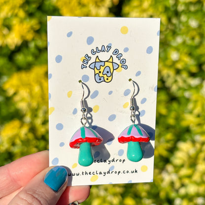 Mushrooms - Turquoise, Lilac & Red