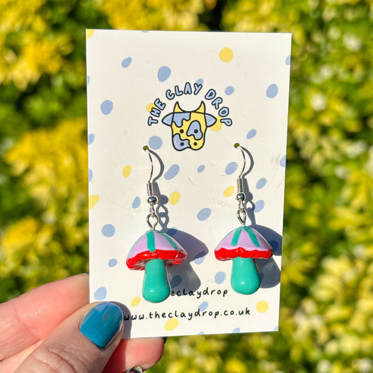 Mushrooms - Turquoise, Lilac & Red