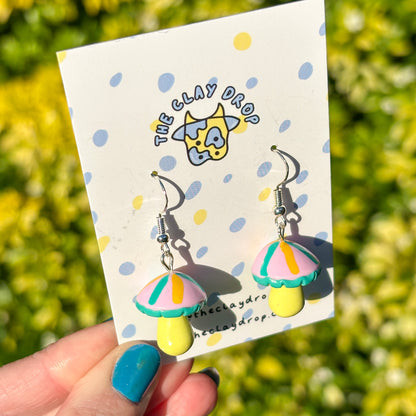 Mushrooms - Pink, Aquamarine & Yellow