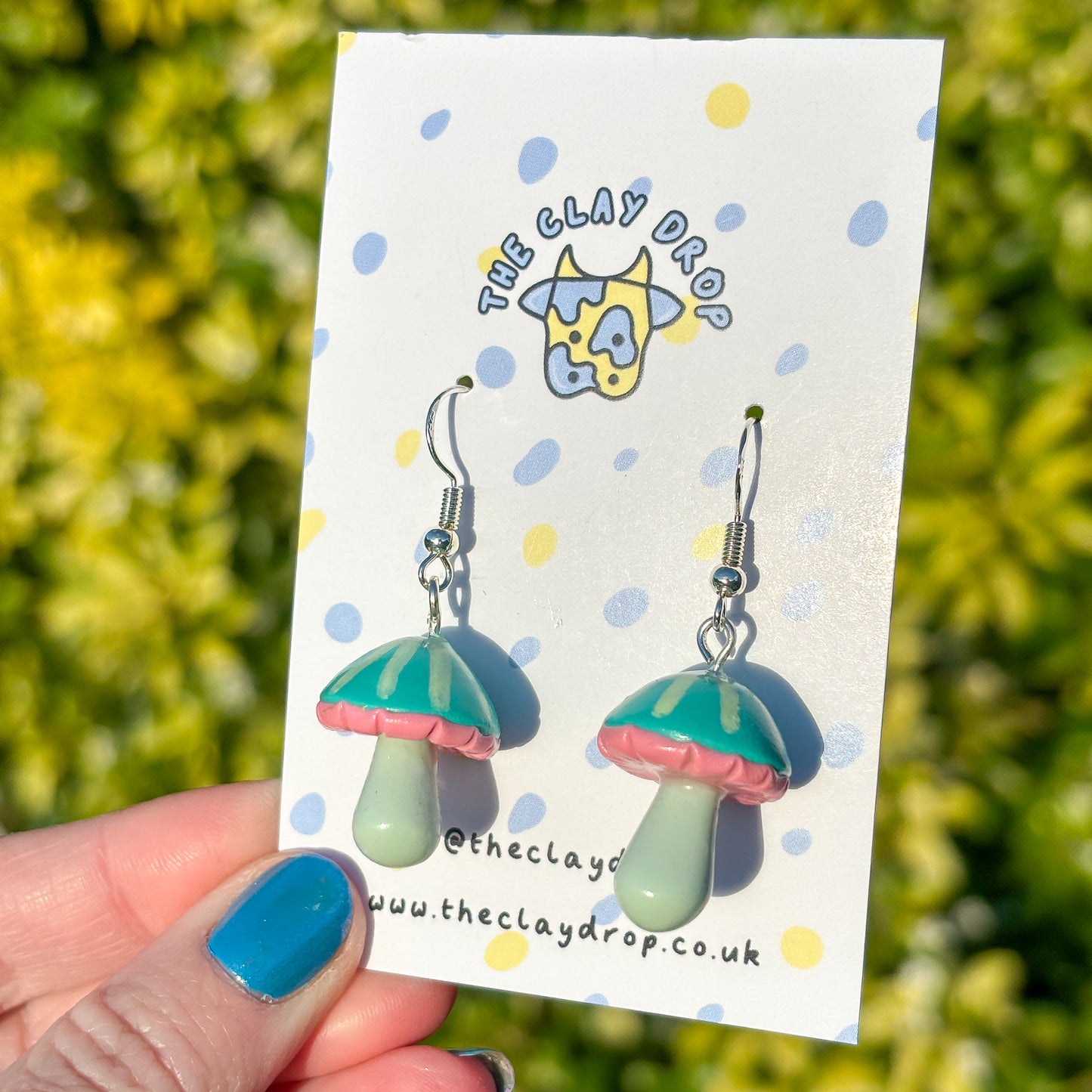 Mushrooms - Aquamarine, Coral & Sage