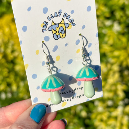 Mushrooms - Aquamarine, Coral & Sage