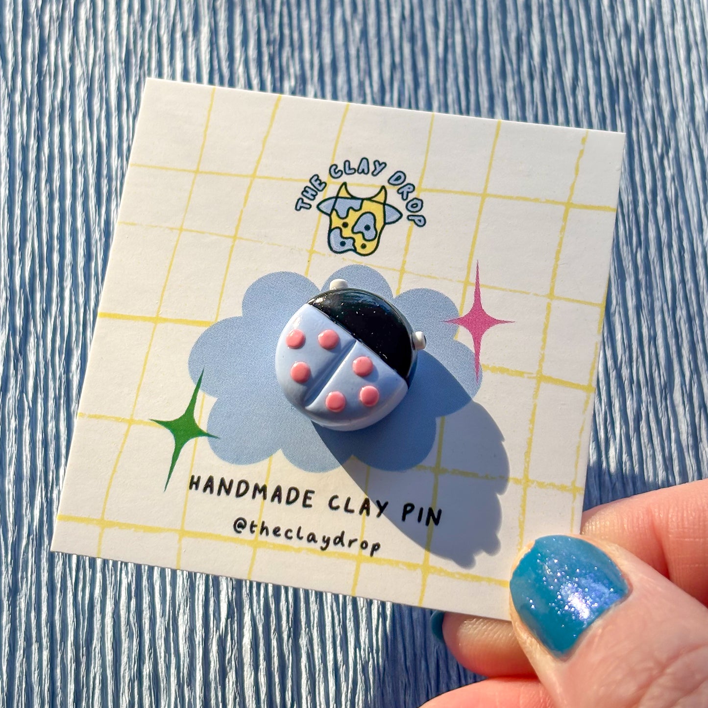 Ladybird Pin - Blue & Pink