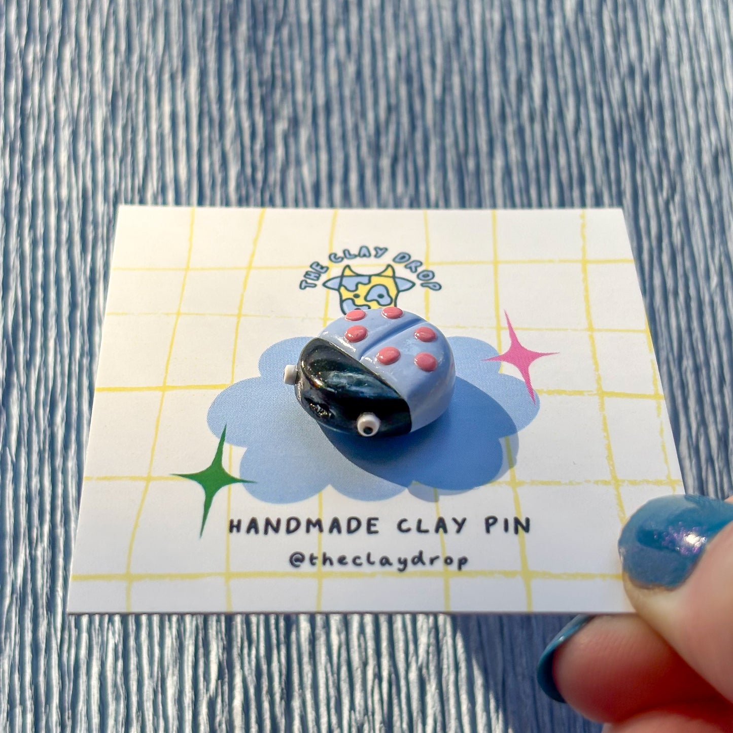 Ladybird Pin - Blue & Pink