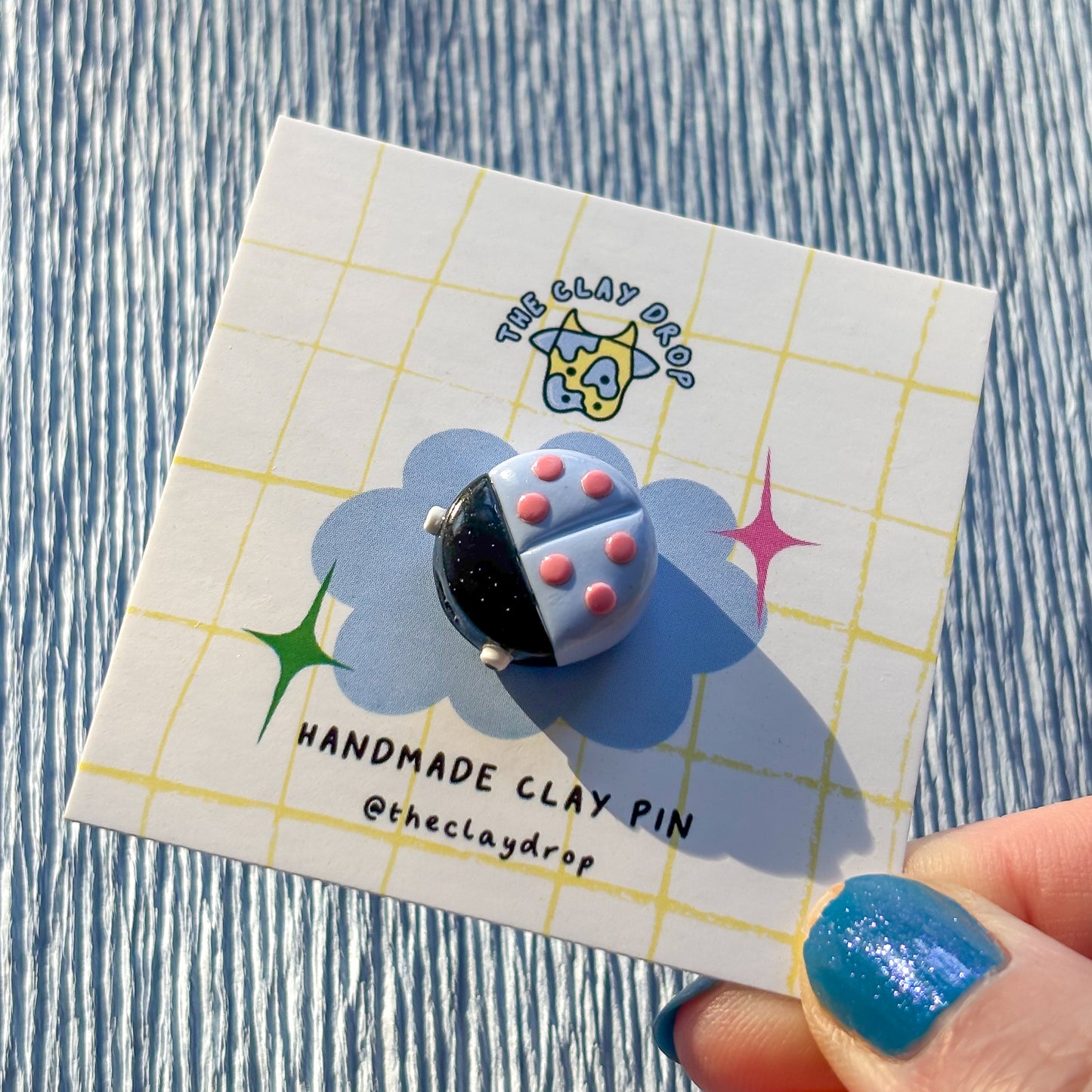 Ladybird Pin - Blue & Pink